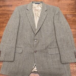 Brooks Brothers Wool Cashmere Blend Coat Brown Plaid Men's 44R Blazer Sportcoat